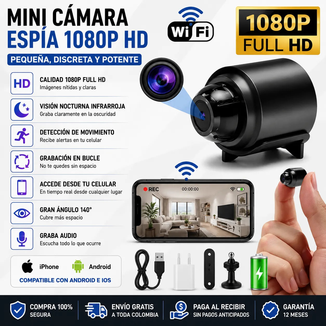 Mini Cámara Espía: Mira lo que pasa cuando no estás 📹👀