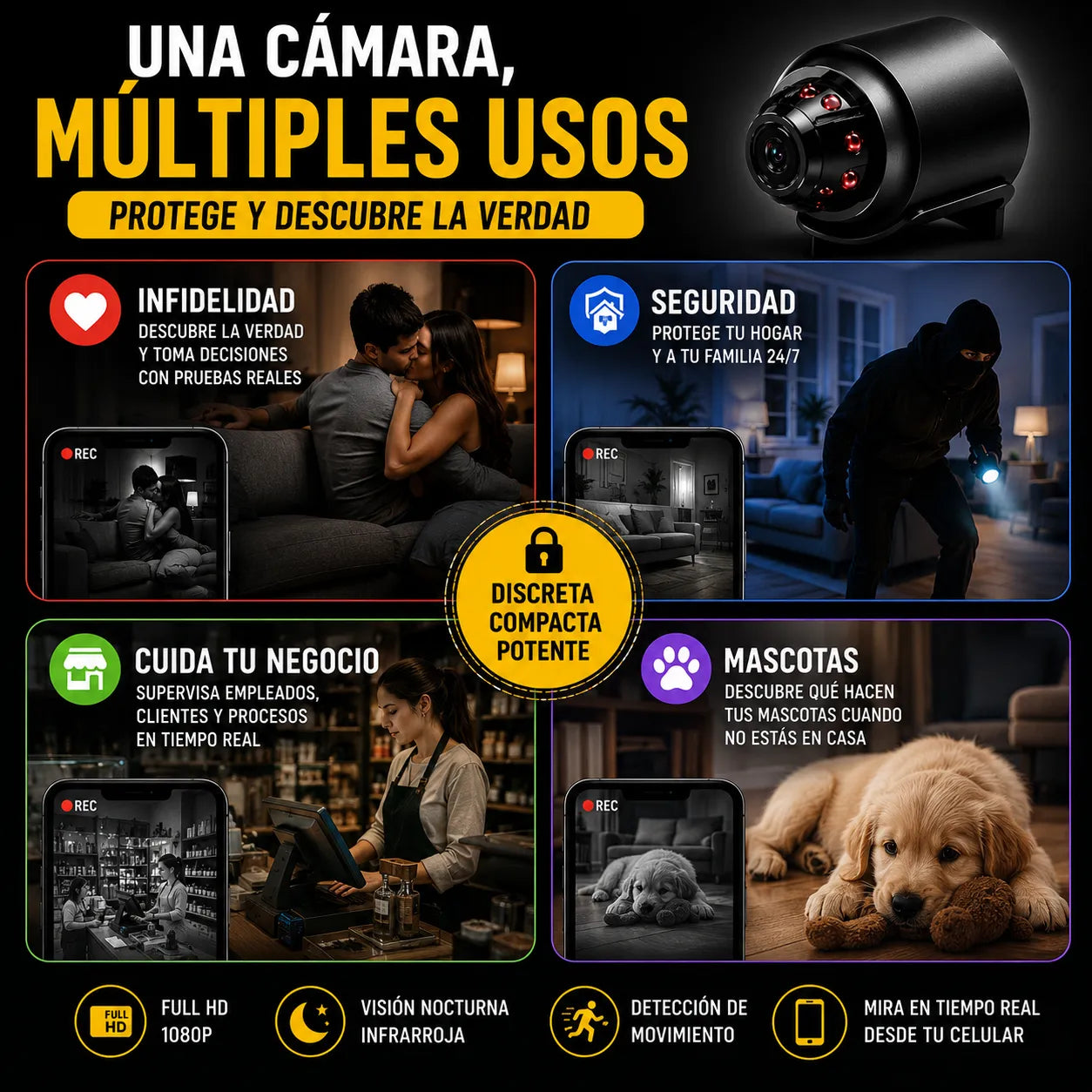 Mini Cámara Espía: Mira lo que pasa cuando no estás 📹👀